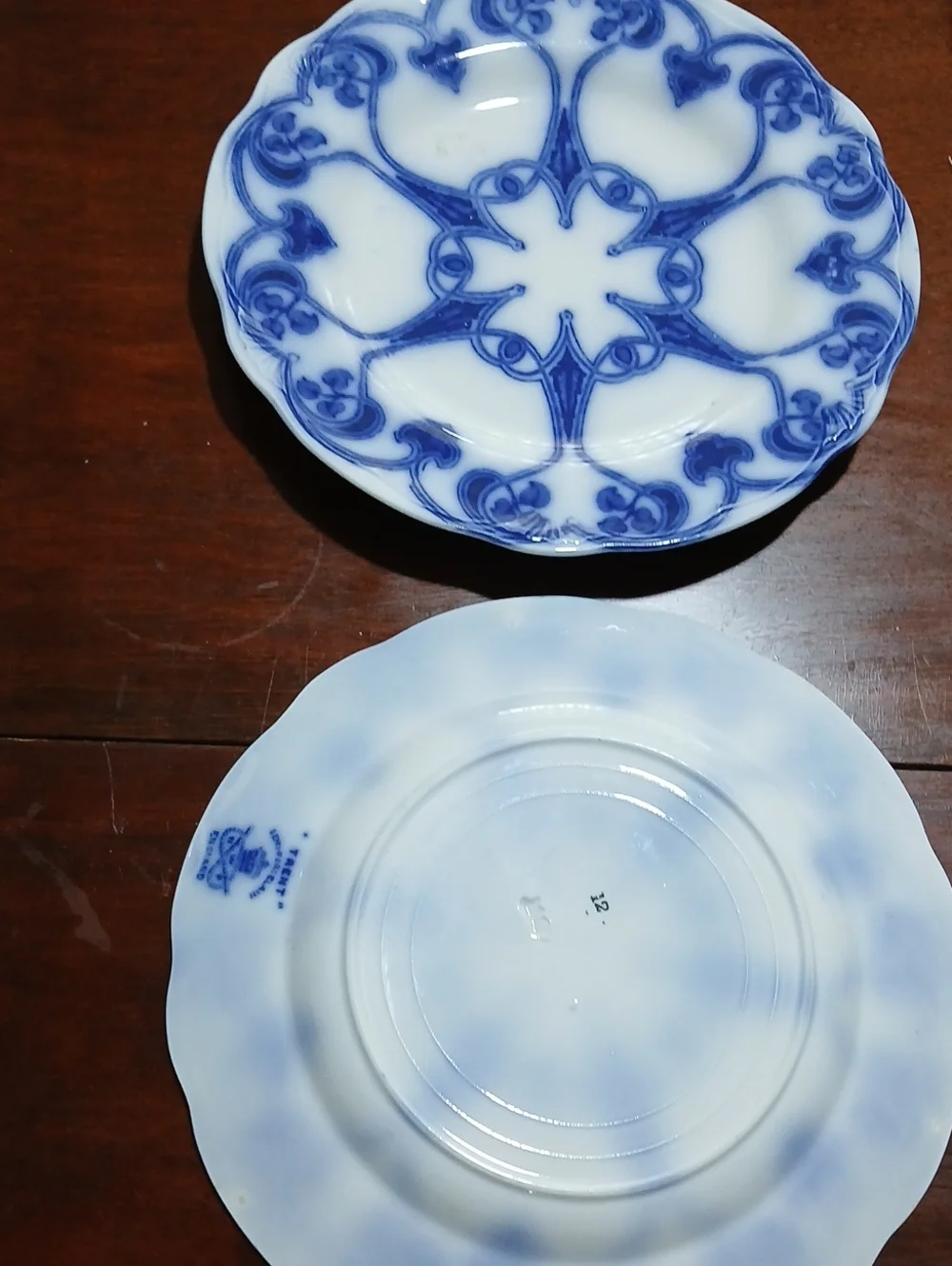 Blue & White Porcelain Dessert Plate with Classic Floral Motif Selling The Pair